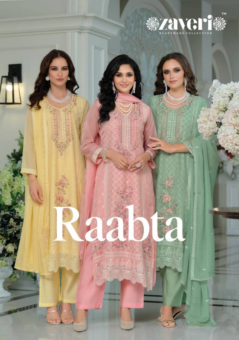 Zaveri Raabta Organza Emboidered Ready Made Suits