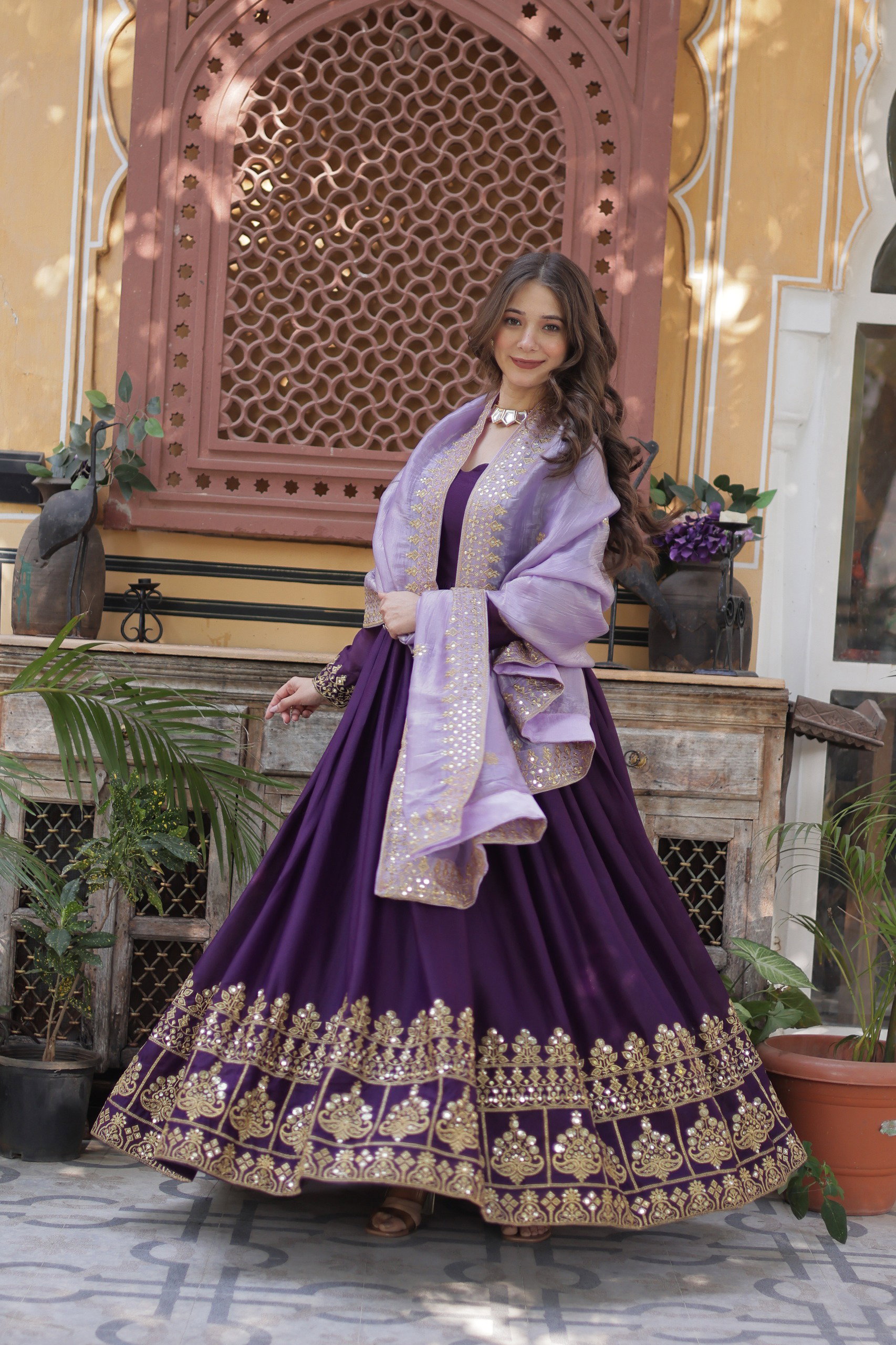 Lekha KA 1143 Star Georgette Embroidery Zari Sequins Gown Collection