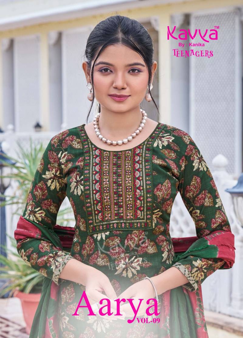 Kavya Aarya Vol 9 Capsule Foil Printed Kurti Bottom With Dupatta