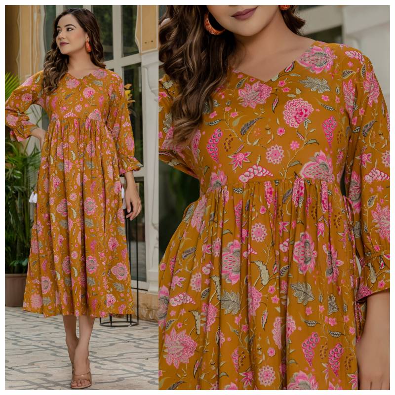 Naisha K 149 Printed Casual Wear Long Kurti Collection