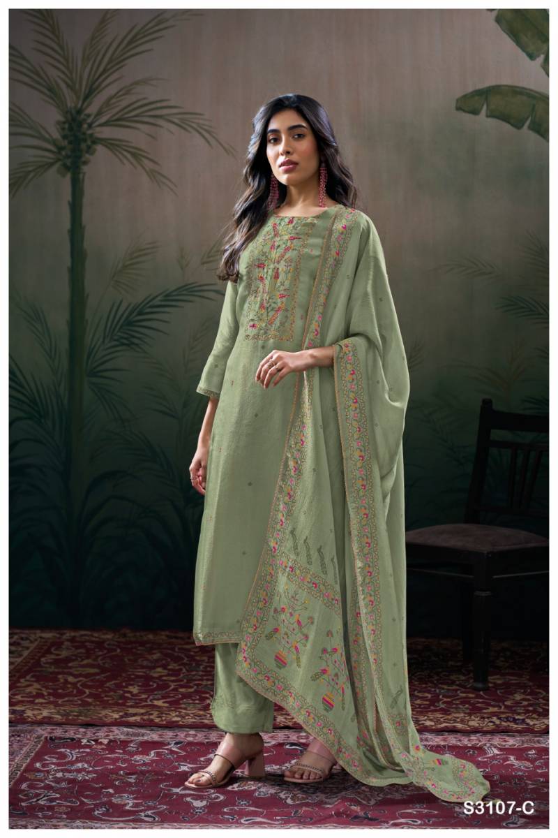 Ganga Dhanvika Bemberg Silk Jacquard Printed Salwar Kameez