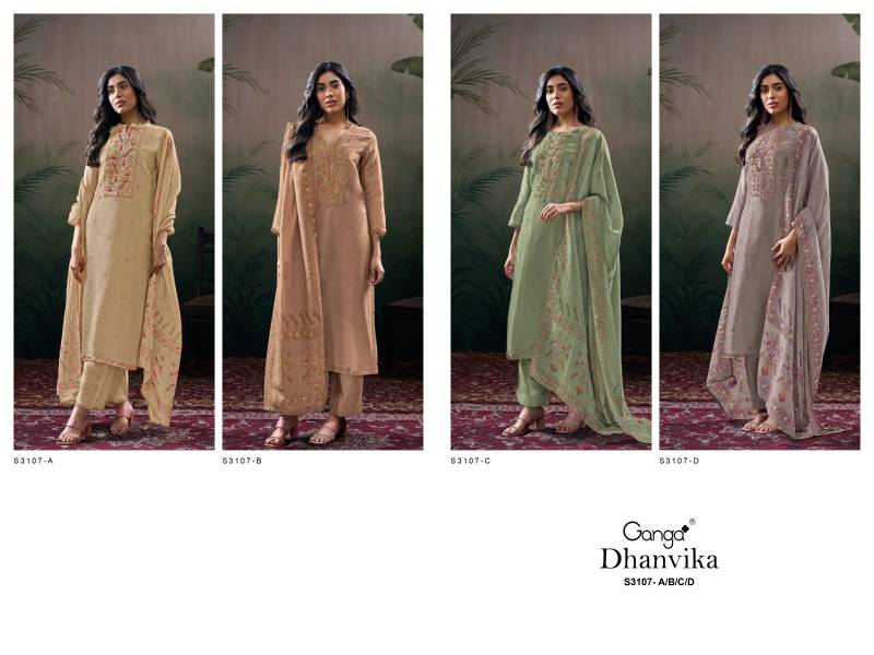 Ganga Dhanvika Bemberg Silk Jacquard Printed Salwar Kameez