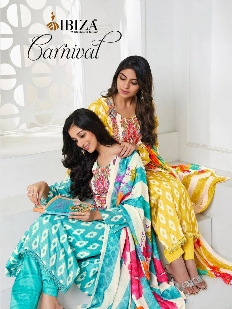 Ibiza Carnival Bemberg Maslin Digital Printed Salwar Kameez