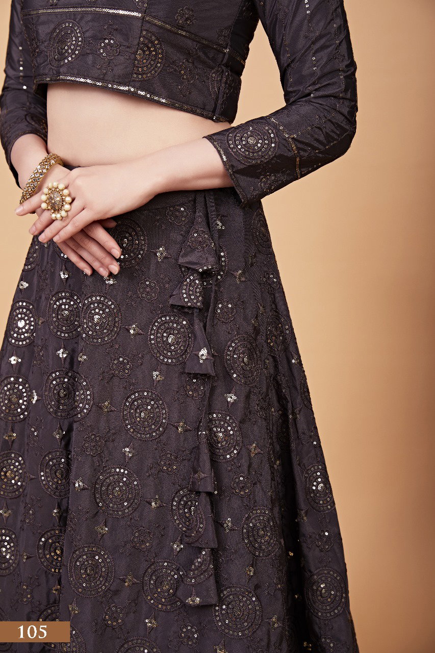 Aawiya Nayra Vol 1 SKU 105 Grey Tebi Silk Sequins Embroidery Lehenga Choli