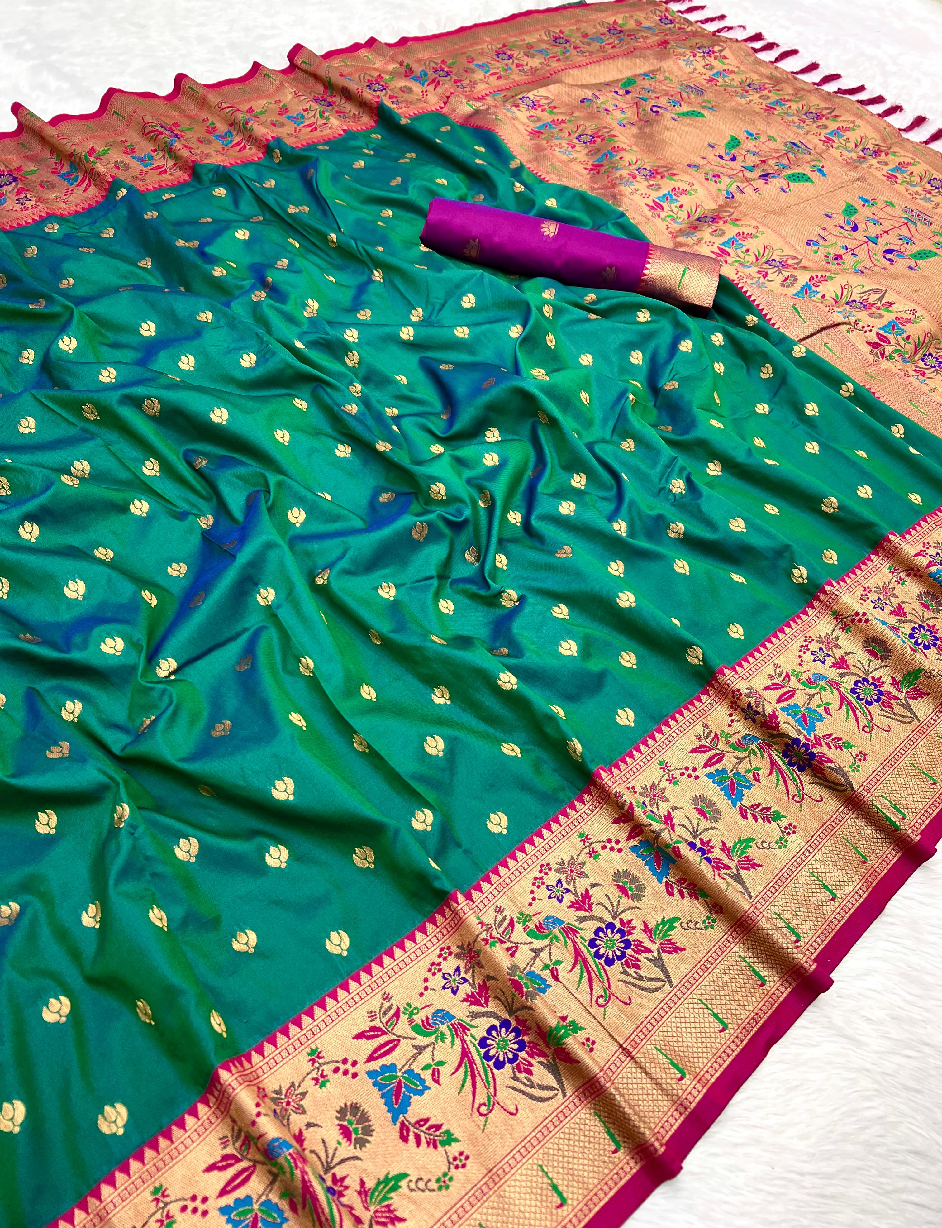 lekha Sangam Paithani Soft Pethani Silk Zari Weaving Saree