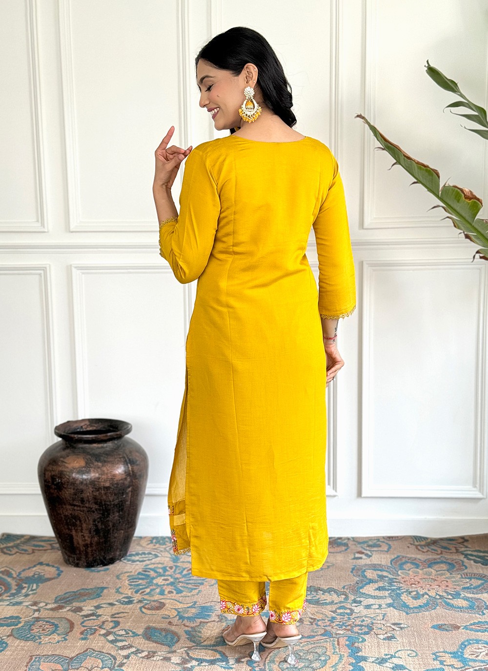 Navya Kurti 107 Party Wear Embroidery Worked Silk Blend Kurti with Pant and Dupatta Set 
