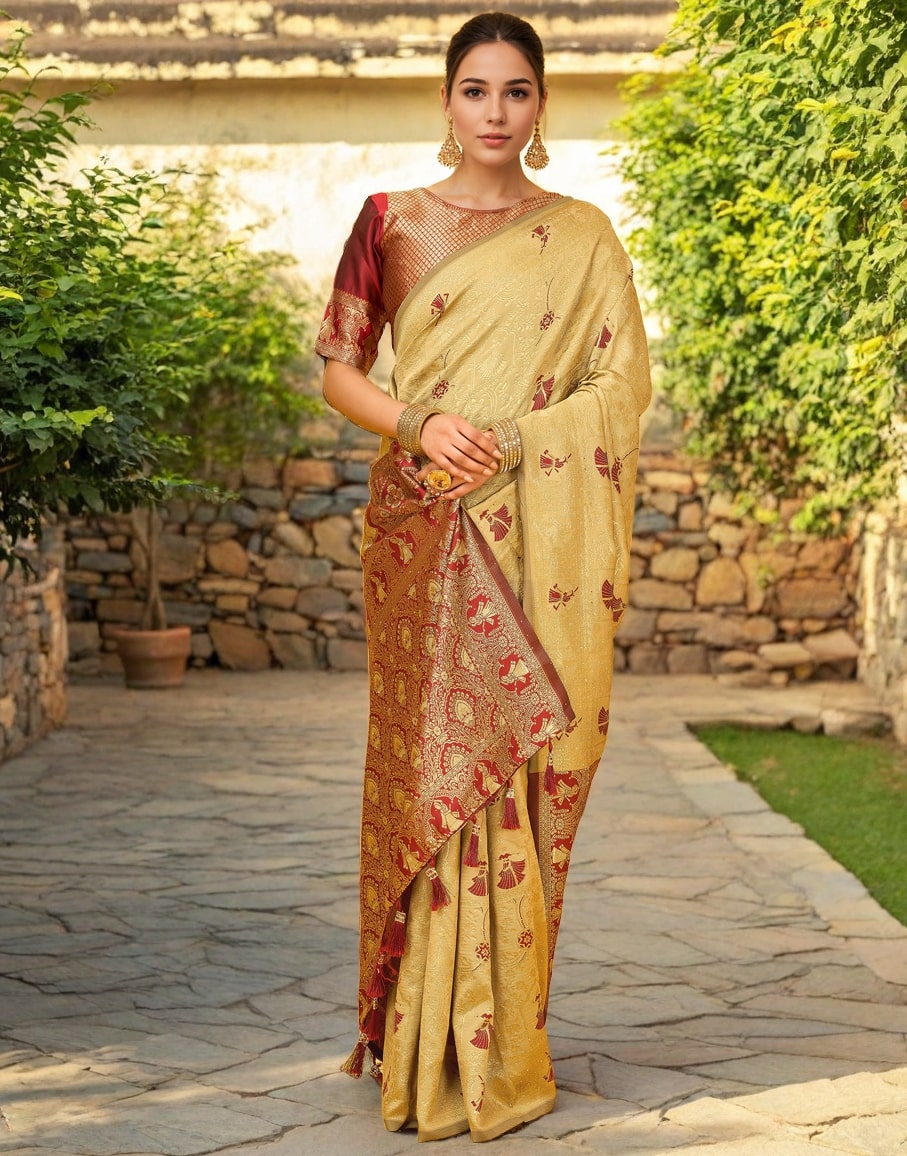 Meera 288 Party Wear Zari Weaving Worked Paithani Silk Saree with Un Stitched Blouse