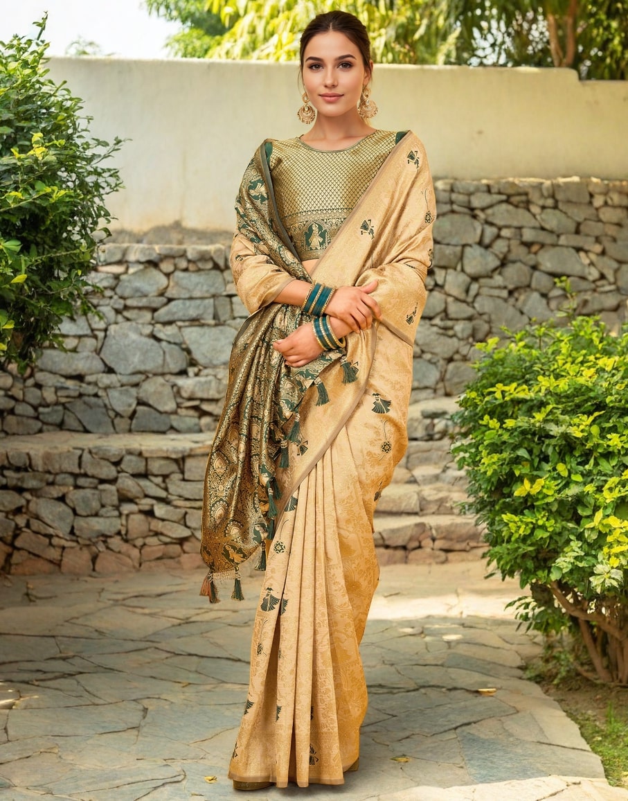 Meera 288 Party Wear Zari Weaving Worked Paithani Silk Saree with Un Stitched Blouse