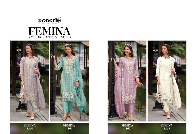 Zaveri Femina Vol 3 Color Edition Organza Ready Made Collection