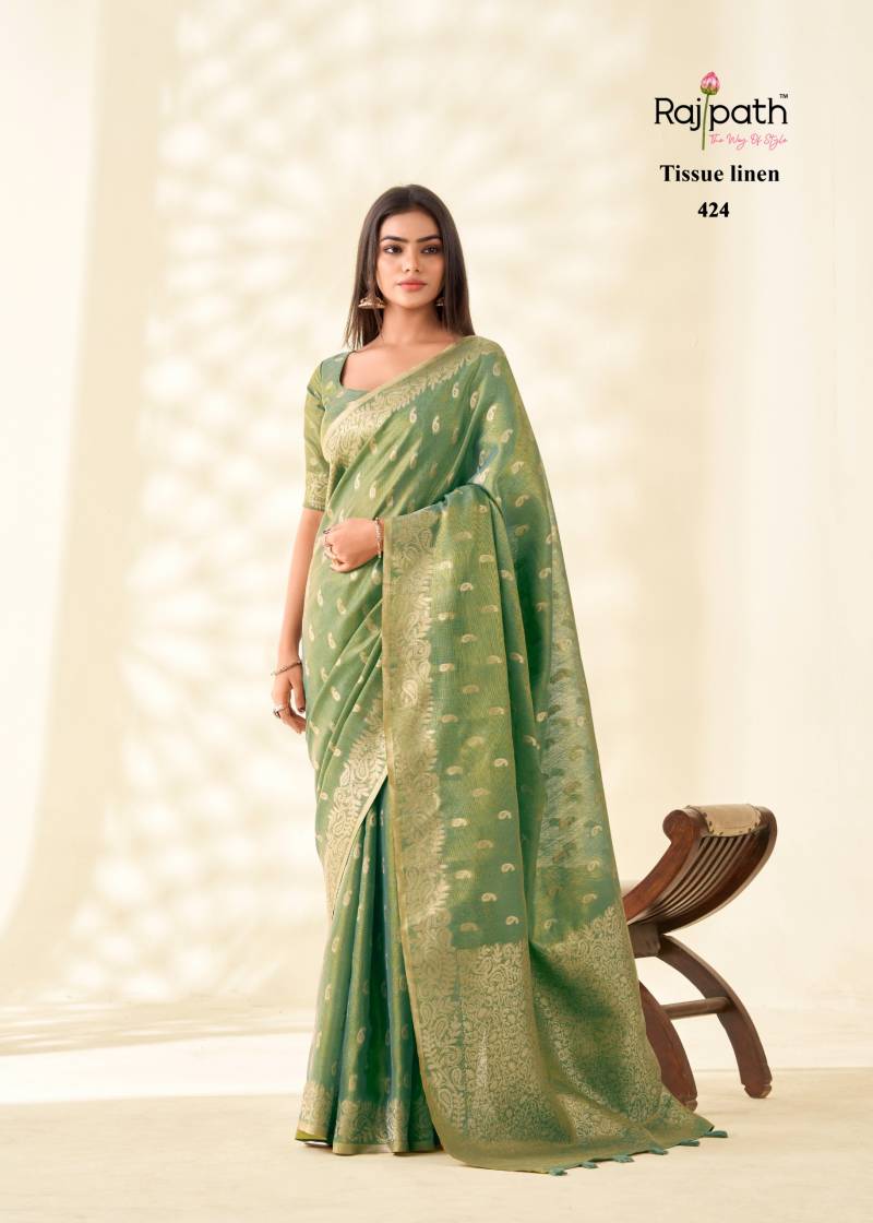 Rajpath Kanvas Silk Tissue Linen Fancy Sarees