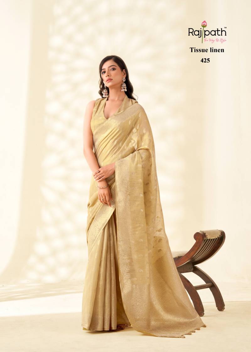 Rajpath Kanvas Silk Tissue Linen Fancy Sarees