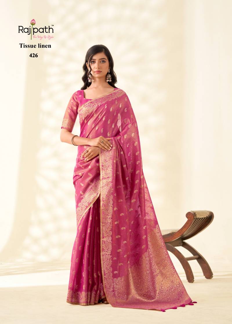 Rajpath Kanvas Silk Tissue Linen Fancy Sarees
