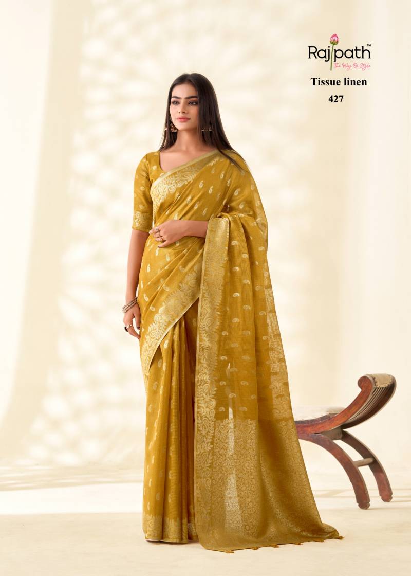 Rajpath Kanvas Silk Tissue Linen Fancy Sarees