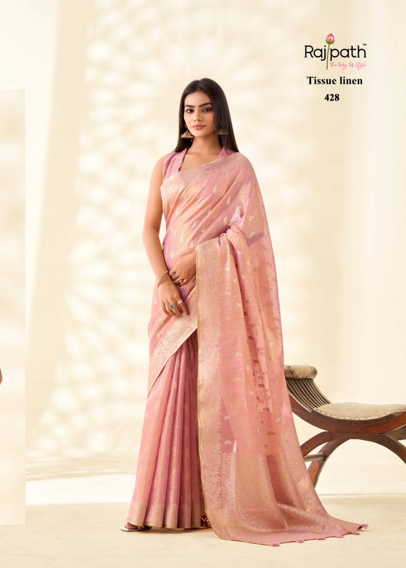Rajpath Kanvas Silk Tissue Linen Fancy Sarees