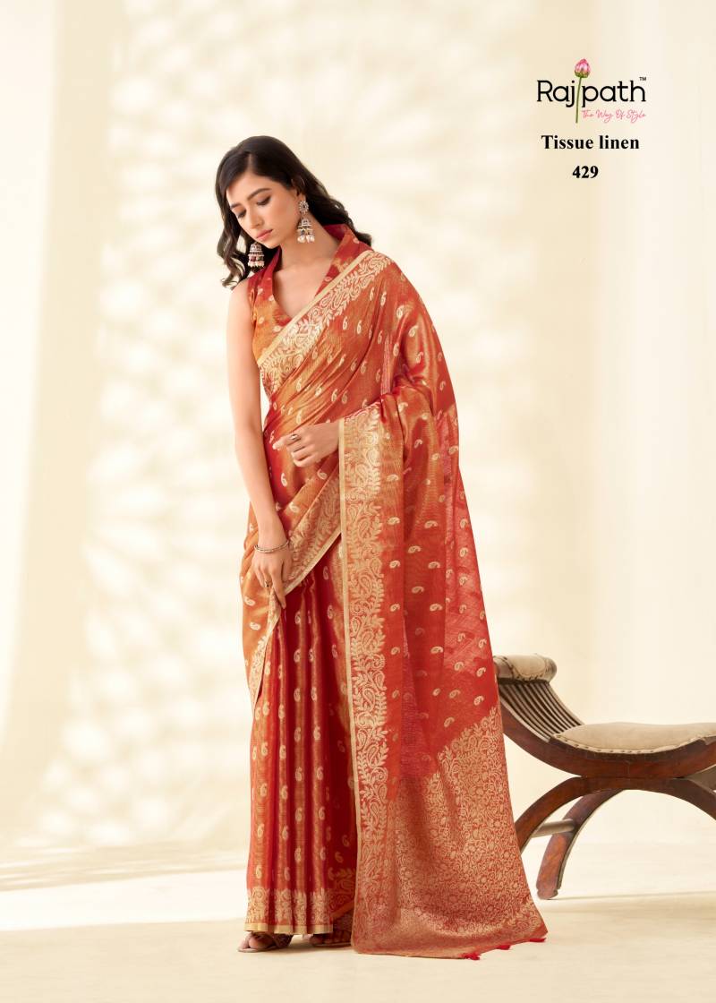 Rajpath Kanvas Silk Tissue Linen Fancy Sarees