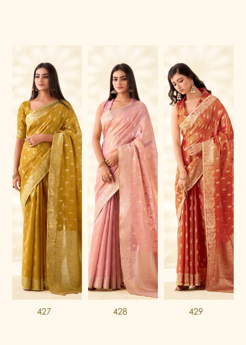 Rajpath Kanvas Silk Tissue Linen Fancy Sarees