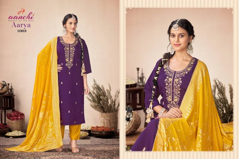 Aanchi Aarya Roman Silk Kurti Bottom With Dupatta
