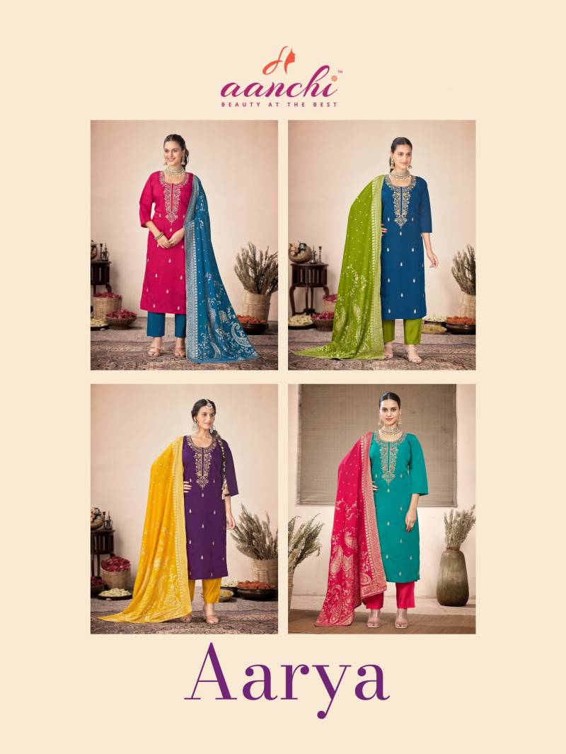 Aanchi Aarya Roman Silk Kurti Bottom With Dupatta