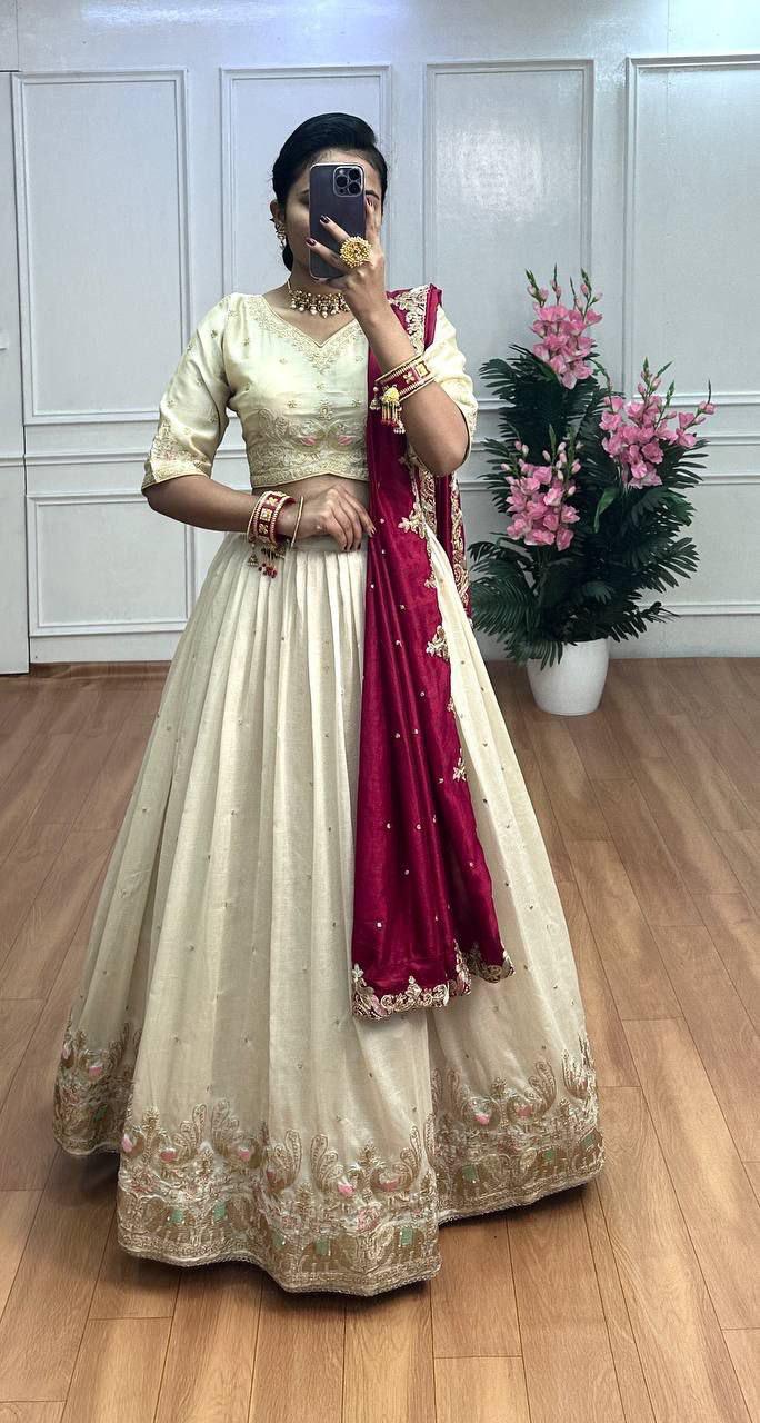 Scmd Anokhi Georgette Sequins Thread Embroidery Lehenga Choli