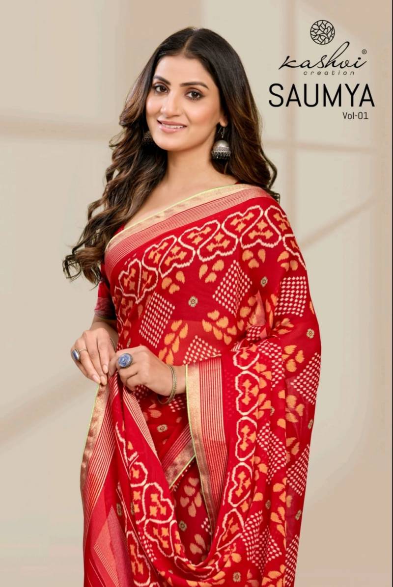 Kashvi Saumya Vol 1 Dull Moss Viscose Printed Saree