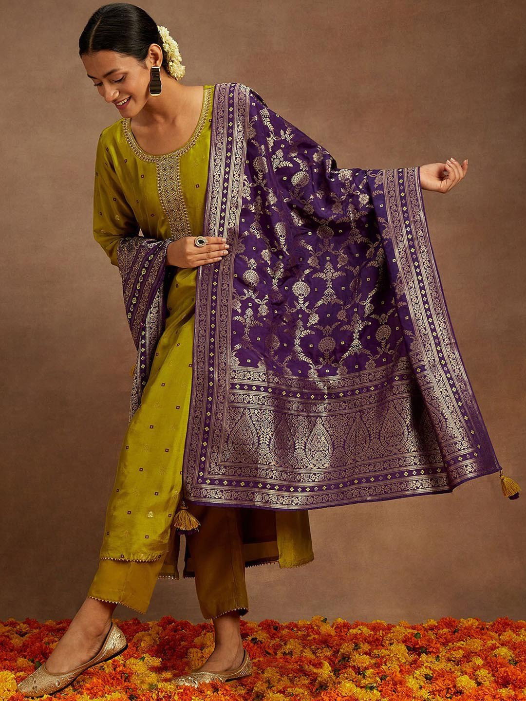 Navya Kurti 109 Party Wear Embroidery Worked Pure Silk Blend with Pant and Dupatta Set 