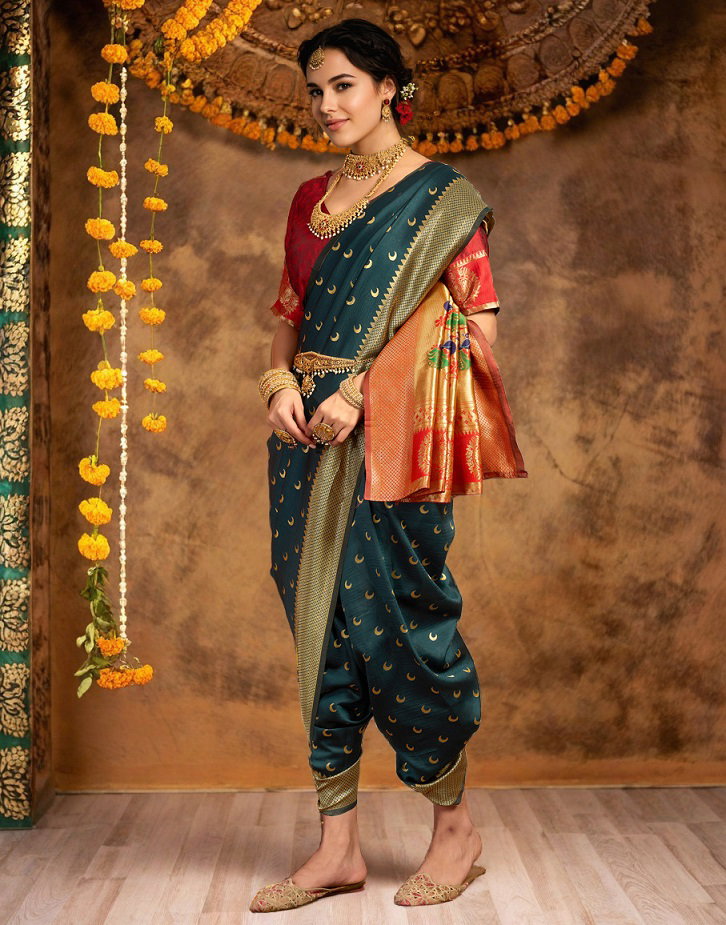 Meera 290 Party Wear Zari Weaving Worked Paithani Silk Saree with Un Stitched Blouse