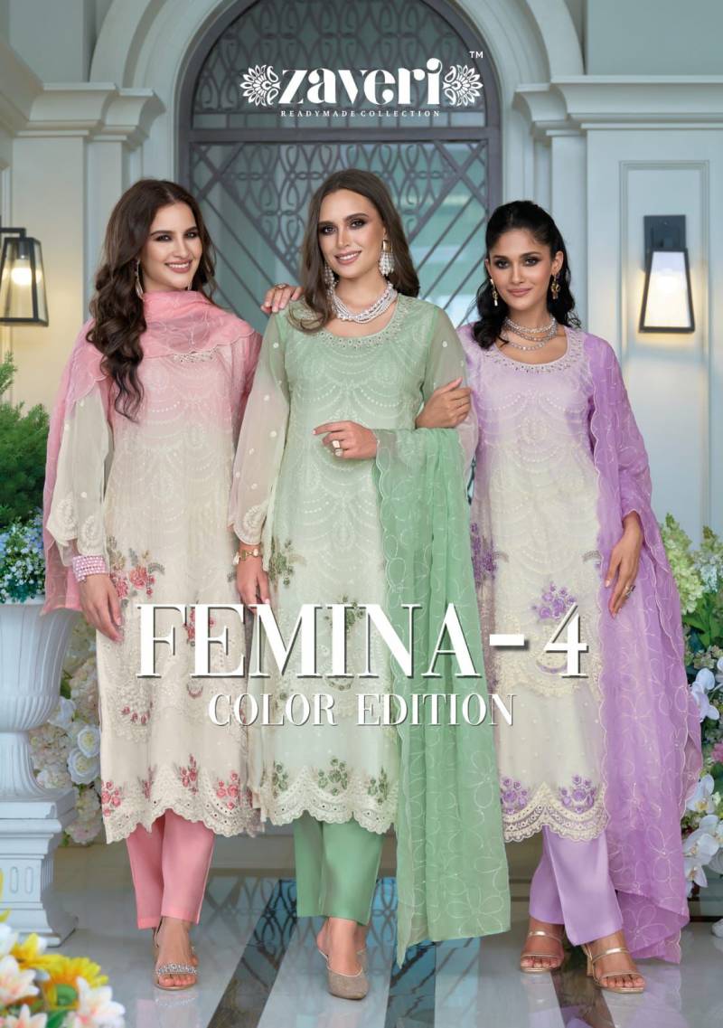 Zaveri Femina Vol 4 Color Edition Organza Ready Made Suit