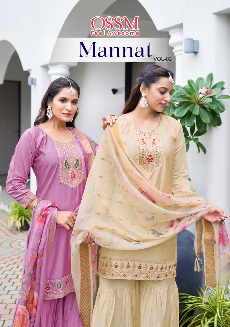 Ossm Mannat Sharara Vol 2 Viscose Roman Silk Readymade Collection