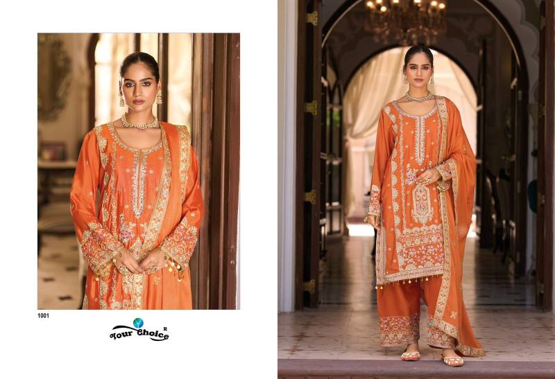 Your Choice Farsi Gold 1 Chinon Designer Salwar Kameez