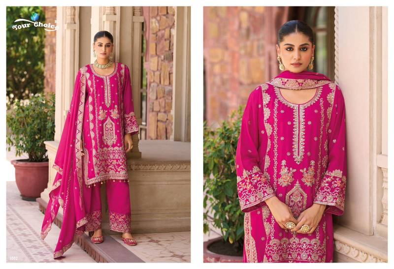 Your Choice Farsi Gold 1 Chinon Designer Salwar Kameez