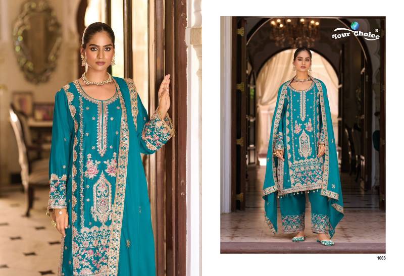 Your Choice Farsi Gold 1 Chinon Designer Salwar Kameez