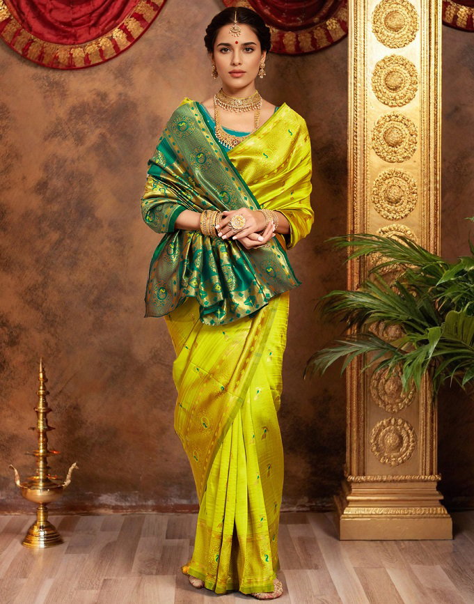 Meera 291 Party Wear Zari Weaving Worked Paithani Silk Saree with Un Stitched Blouse