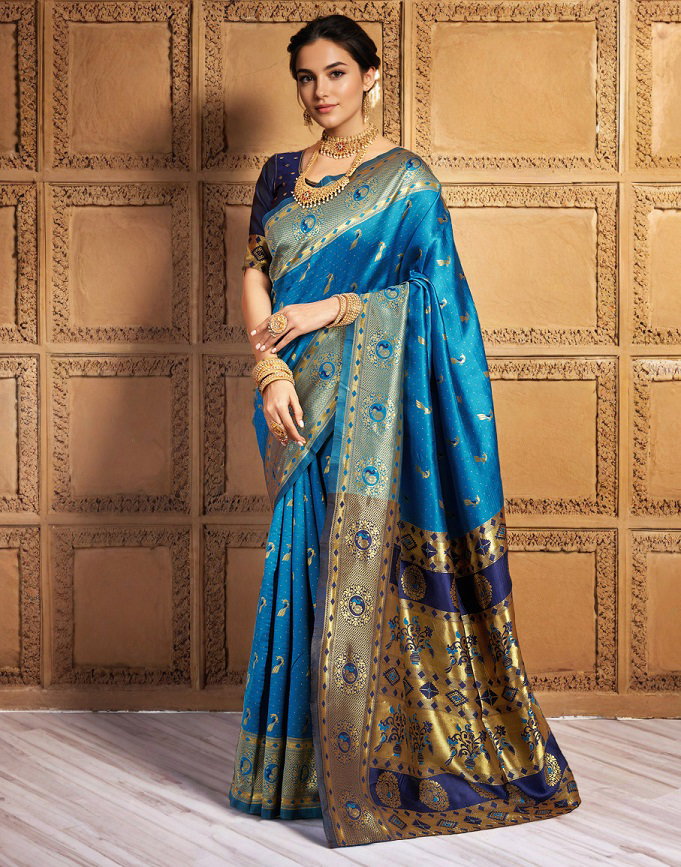Meera 291 Party Wear Zari Weaving Worked Paithani Silk Saree with Un Stitched Blouse