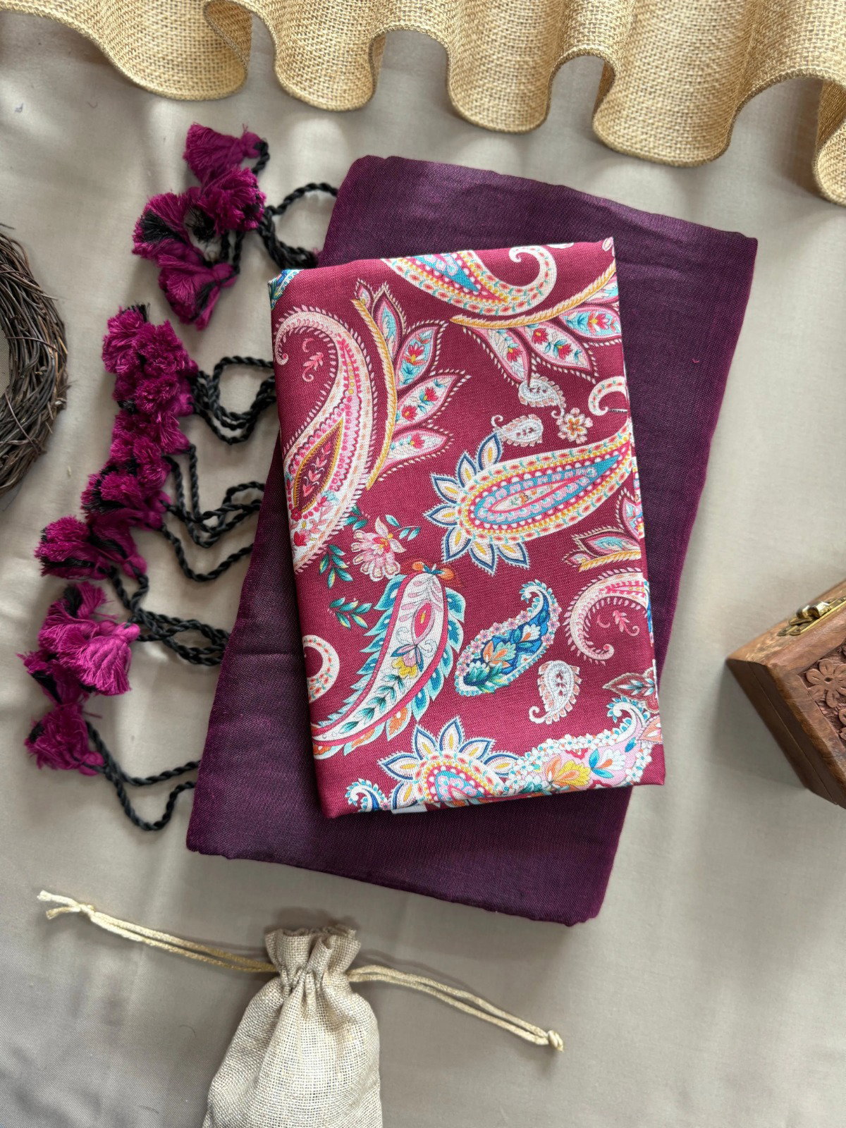 Lekha Cf 112 Khadi Cotton Plain Saree With Printed Blouse