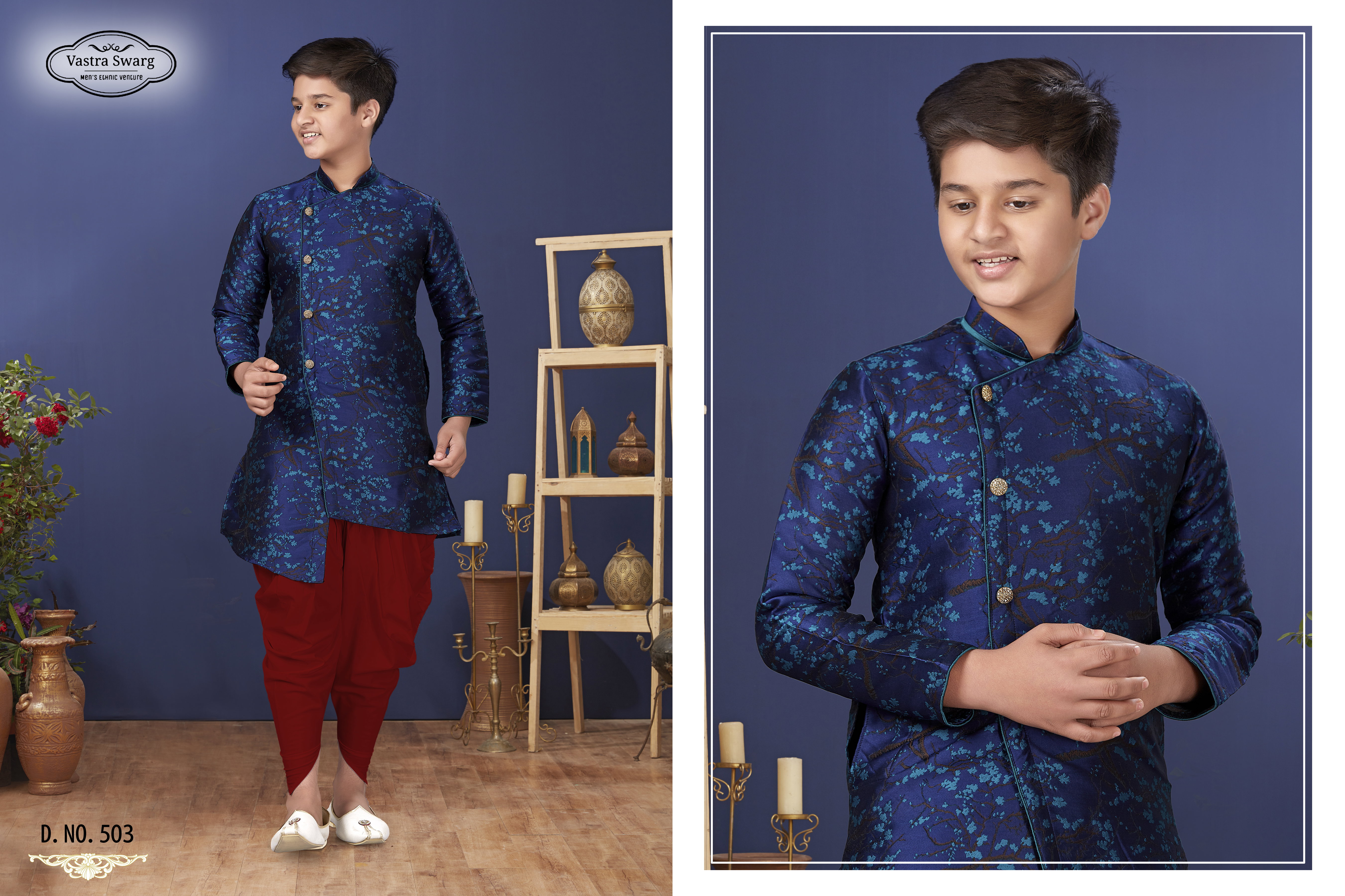 Swarg 501 to 508 Series Silk Festive Wear Kids Indo Western Collection