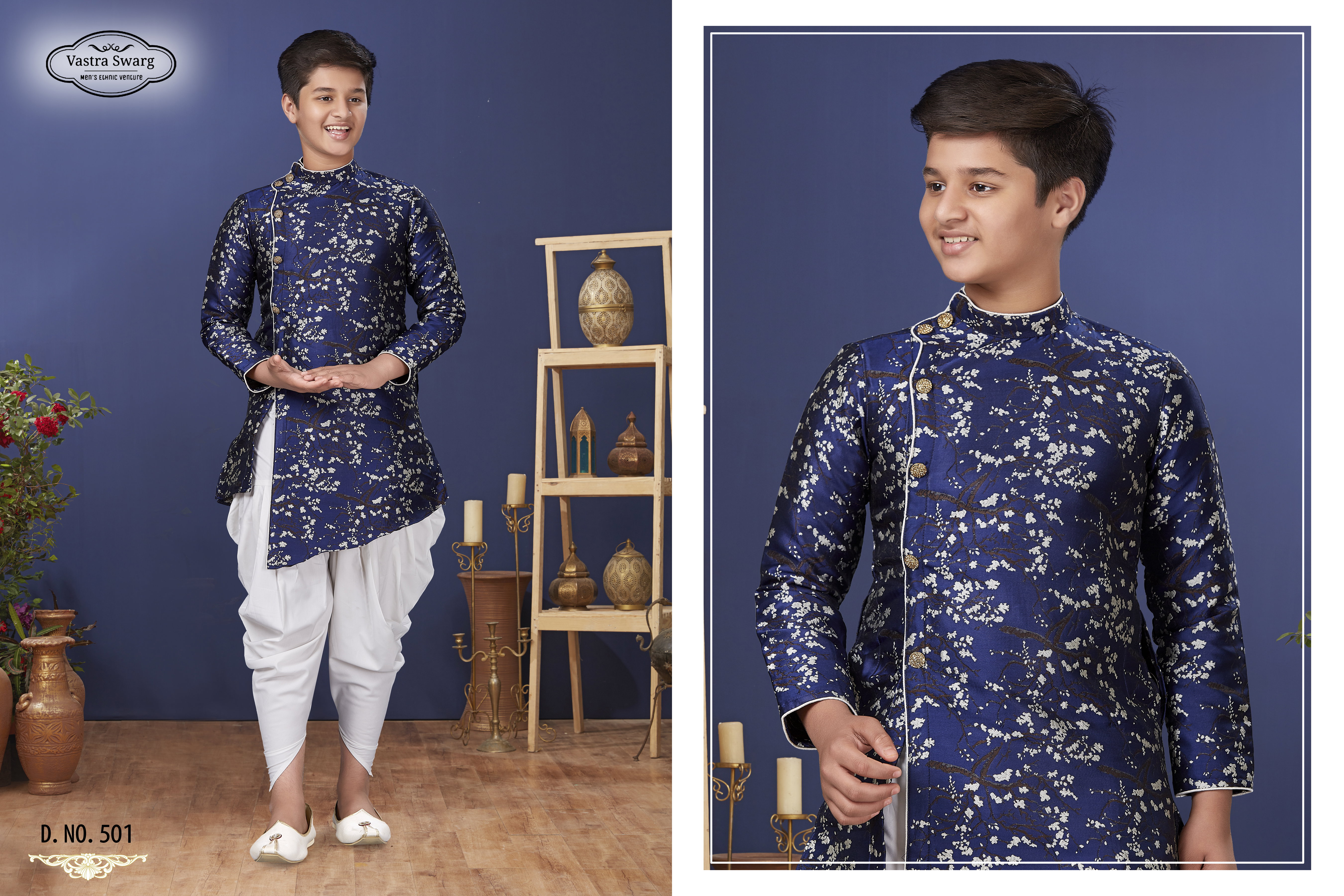Swarg 501 to 508 Series Silk Festive Wear Kids Indo Western Collection