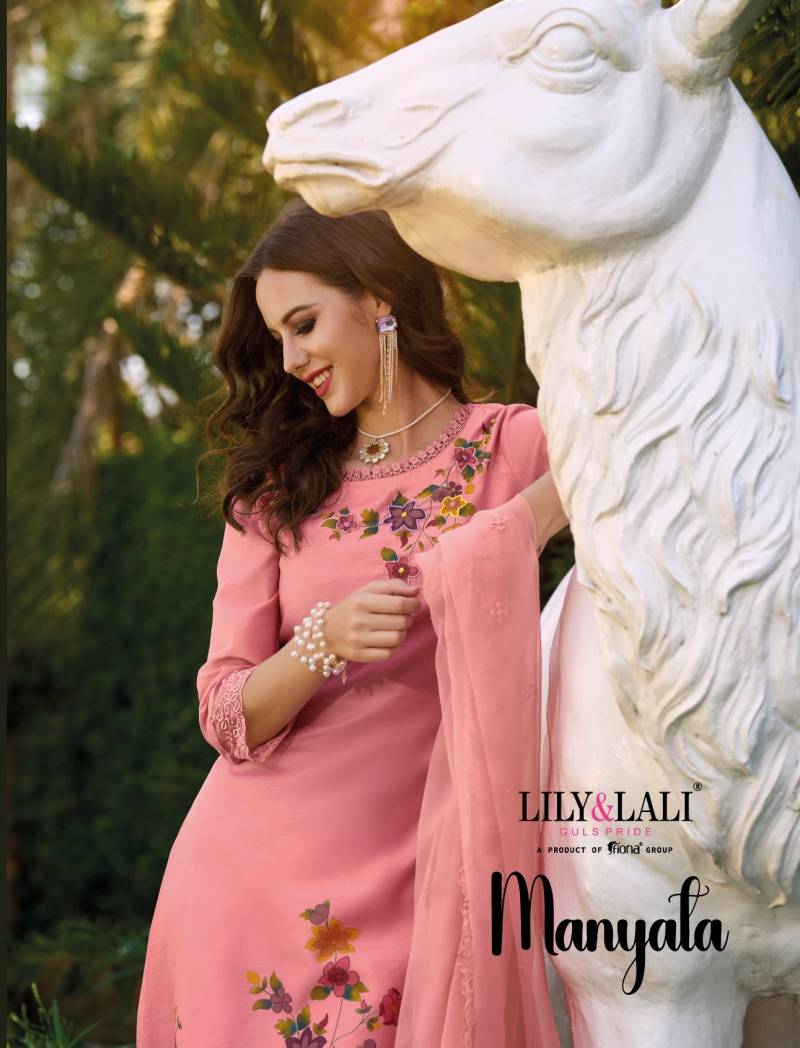 Lily And Lali Manyata Chanderi Silk Kurti Bottom With Dupatta