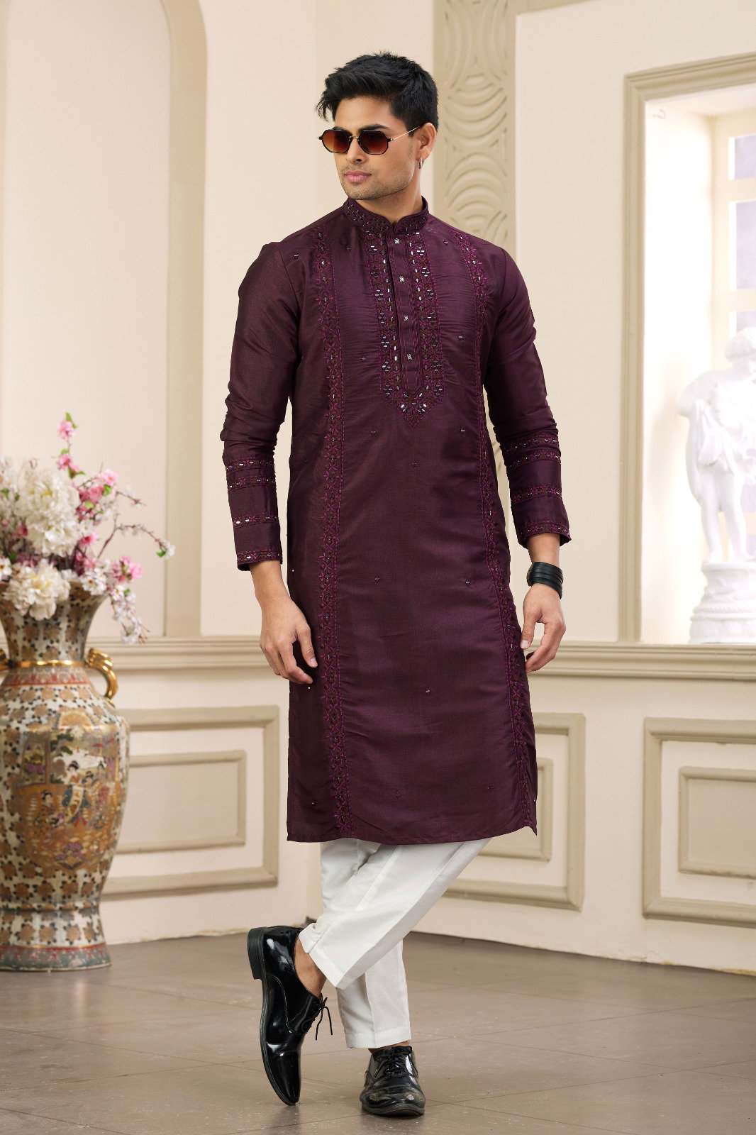 Sumi 02 Art Silk Staright Cut Mens Kurta Pajama Collection