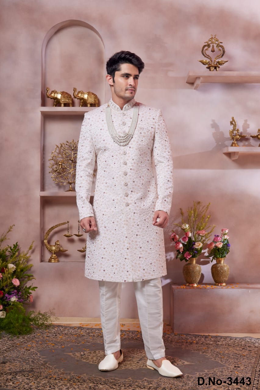 Sumi 03 Mix Fabric Wedding Wear Mens Kurta Pajama Collection
