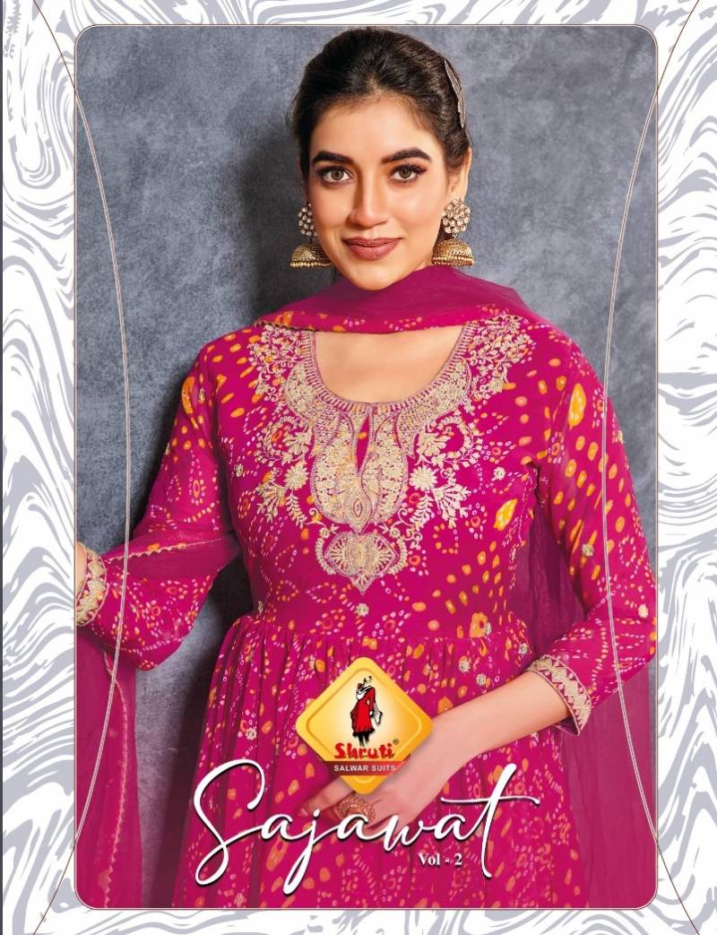 Shruti Sajawat Vol 2 Georgette With Bandhani Gown With Dupatta