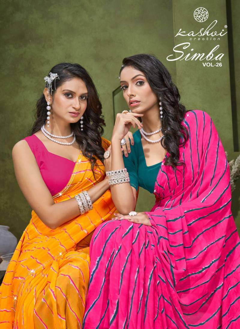 Kashvi Simba Vol 26 Georgette Lehariya Printed Saree