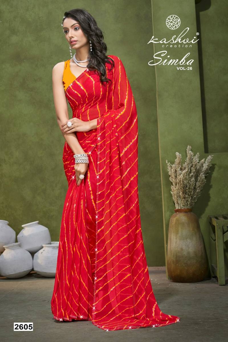 Kashvi Simba Vol 26 Georgette Lehariya Printed Saree