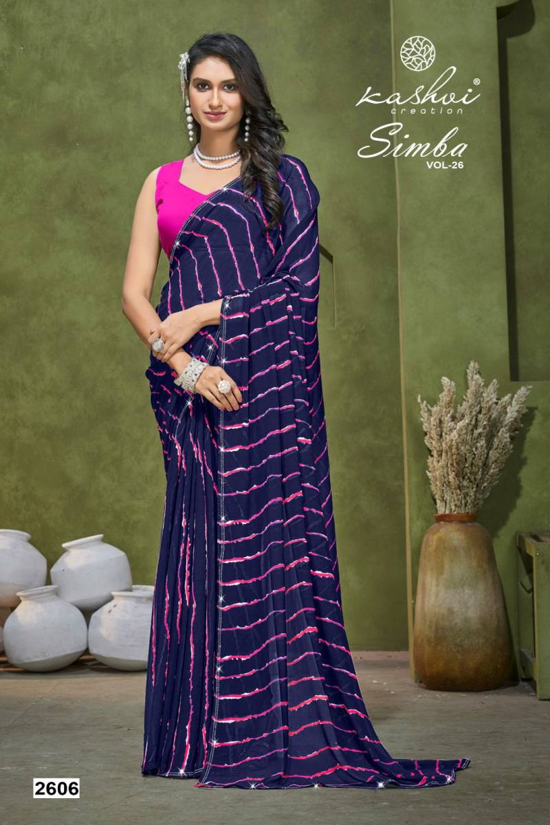 Kashvi Simba Vol 26 Georgette Lehariya Printed Saree
