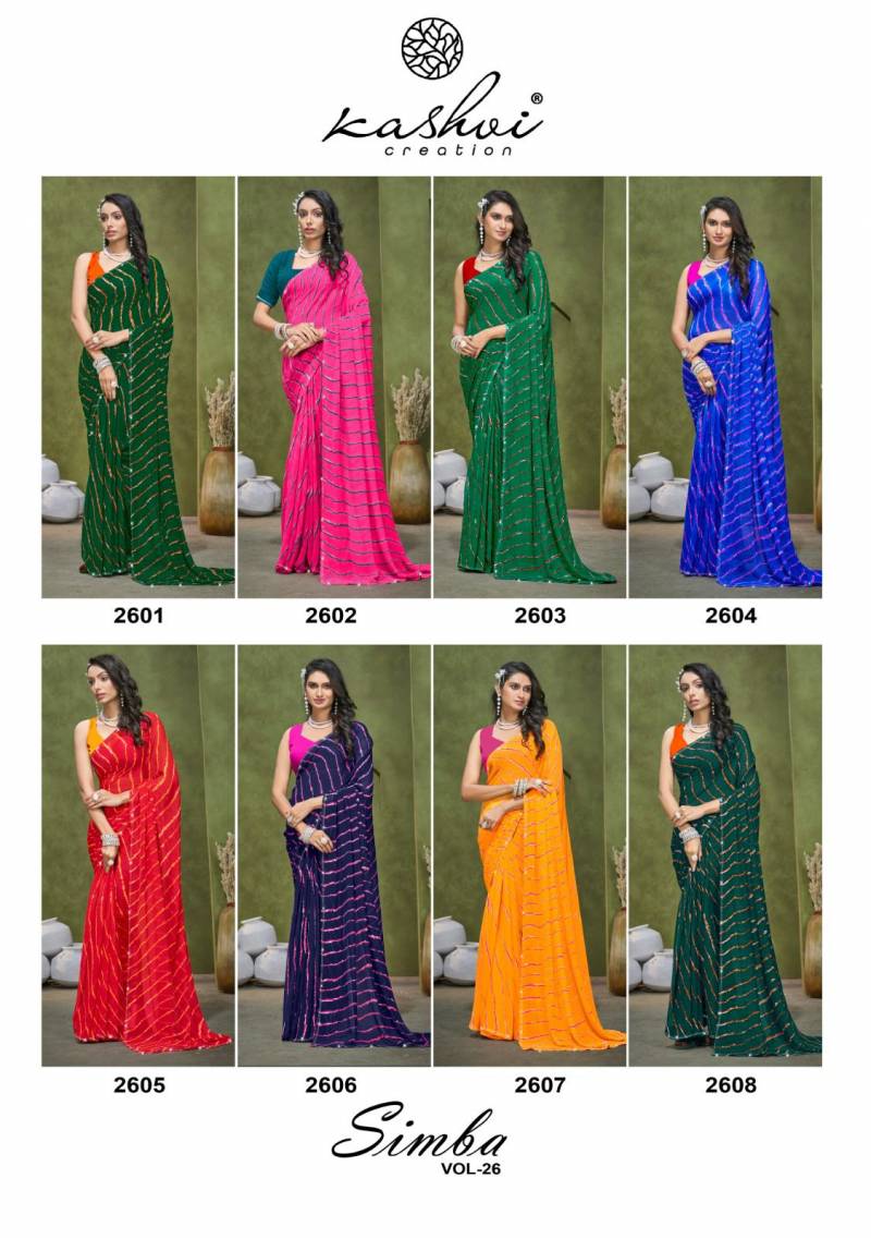 Kashvi Simba Vol 26 Georgette Lehariya Printed Saree