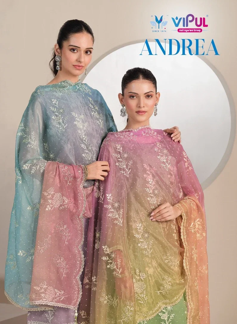 Vipul Andrea Organza With Embroidered Designer Salwar Suits