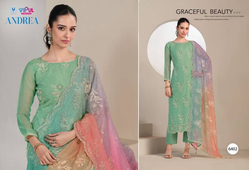 Vipul Andrea Organza With Embroidered Designer Salwar Suits