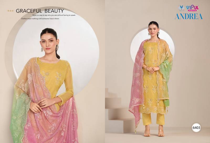 Vipul Andrea Organza With Embroidered Designer Salwar Suits