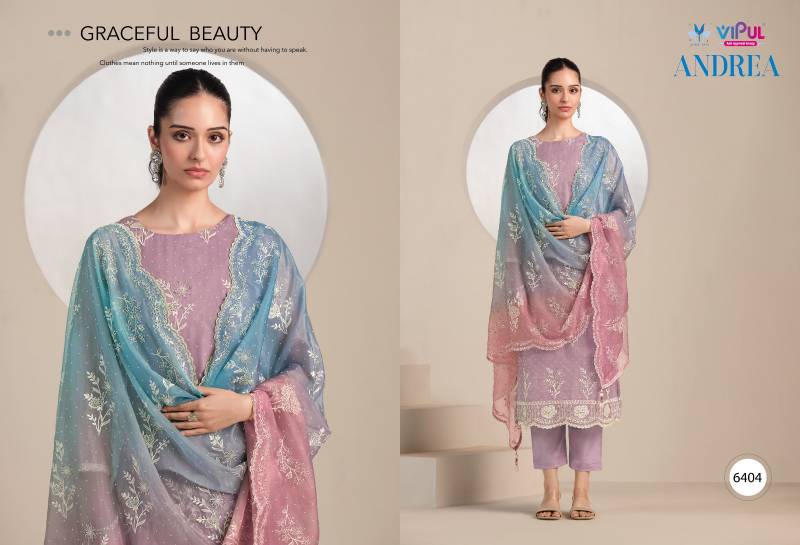 Vipul Andrea Organza With Embroidered Designer Salwar Suits