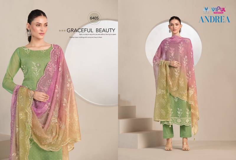 Vipul Andrea Organza With Embroidered Designer Salwar Suits