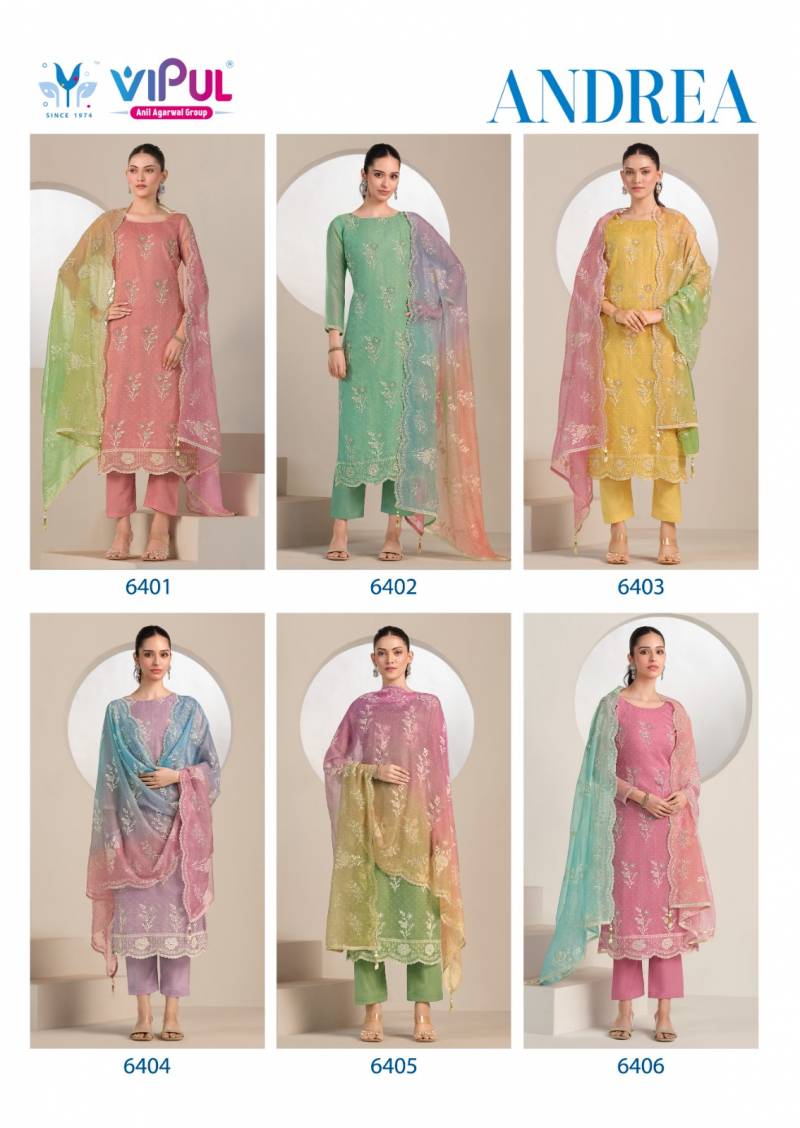 Vipul Andrea Organza With Embroidered Designer Salwar Suits